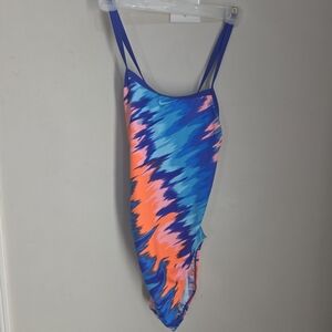Nike Blue and Orange Women's One Piece Swimsuit